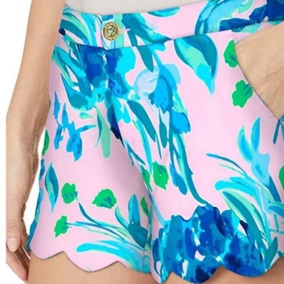 Lilly Pulitzer Buttercup Knit Short Sweet Pea Pink Tropics Floral Sz 8 - Picture 10 of 10
